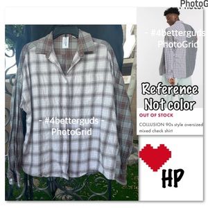 Collusion ASOS Mixed Checks Oversized 90s Style Flannel Button Shirt US 6 UK 10